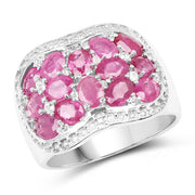 Bids.com 3.04 Carat Genuine Ruby & White Topaz .925 Sterling Silver Ring Rings White Smoke size 6.00,size 8.00,size 7.00,size 9.00