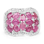 Bids.com 3.04 Carat Genuine Ruby & White Topaz .925 Sterling Silver Ring Rings White Smoke size 6.00,size 8.00,size 7.00,size 9.00