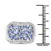 Bids.com 2.62 Carat Genuine Tanzanite and White Topaz .925 Sterling Silver Ring Rings White Smoke size 6.00,size 7.00,size 8.00,size 9.00