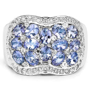 Bids.com 2.62 Carat Genuine Tanzanite and White Topaz .925 Sterling Silver Ring Rings White Smoke size 6.00,size 7.00,size 8.00,size 9.00