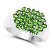 Bids.com 1.93 Carat Genuine Chrome Diopside .925 Sterling Silver Ring Rings White Smoke size 6.00,size 8.00,size 7.00,size 9.00