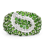 Bids.com 5.18 Carat Genuine Chrome Diopside .925 Sterling Silver Ring Rings White Smoke size 7.00,size 8.00,size 6.00,size 9.00