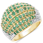 Bids.com 2.16 Carat Genuine Emerald and White Topaz .925 Sterling Silver Ring Rings White Smoke size 5.00,size 6.00,size 7.00,size 8.00,size 9.00,size 10.00
