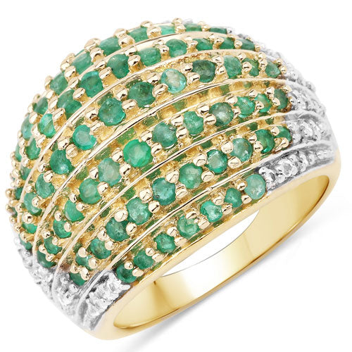 Bids.com 2.16 Carat Genuine Emerald and White Topaz .925 Sterling Silver Ring Rings White Smoke size 5.00,size 6.00,size 7.00,size 8.00,size 9.00,size 10.00