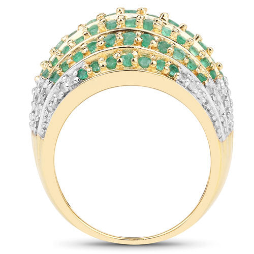 Bids.com 2.16 Carat Genuine Emerald and White Topaz .925 Sterling Silver Ring Rings White Smoke size 5.00,size 6.00,size 7.00,size 8.00,size 9.00,size 10.00