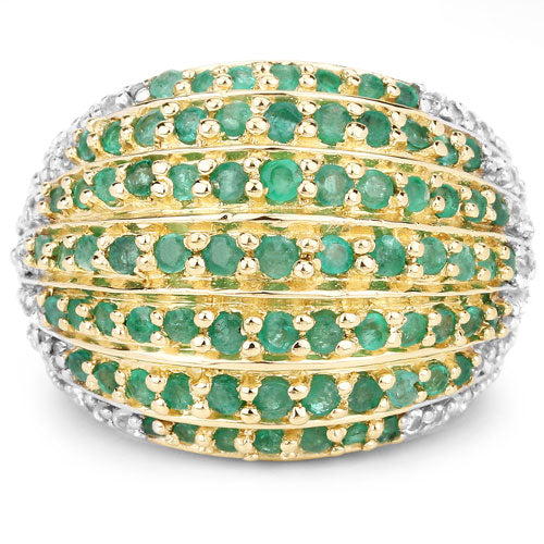Bids.com 2.16 Carat Genuine Emerald and White Topaz .925 Sterling Silver Ring Rings White Smoke size 5.00,size 6.00,size 7.00,size 8.00,size 9.00,size 10.00