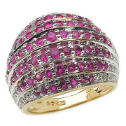 Bids.com 14K Yellow Gold Plated 2.94 Carat Genuine Ruby & White Topaz .925 Sterling Silver Ring Rings White Smoke size 7.00,size 6.00,size 8.00,size 9.00