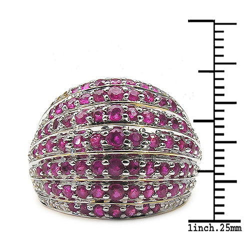 Bids.com 14K Yellow Gold Plated 2.94 Carat Genuine Ruby & White Topaz .925 Sterling Silver Ring Rings White Smoke size 7.00,size 6.00,size 8.00,size 9.00