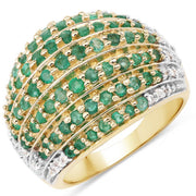 Bids.com 2.16 Carat Genuine Zambian Emerald and White Topaz .925 Sterling Silver Ring Rings White Smoke size 5.00,size 6.00,size 7.00,size 8.00,size 9.00