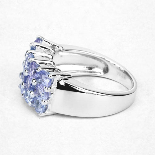 Bids.com 2.55 Carat Genuine Tanzanite .925 Sterling Silver Ring Rings White Smoke size 6.00,size 8.00,size 9.00,size 7.00,size 5.00,size 10.00