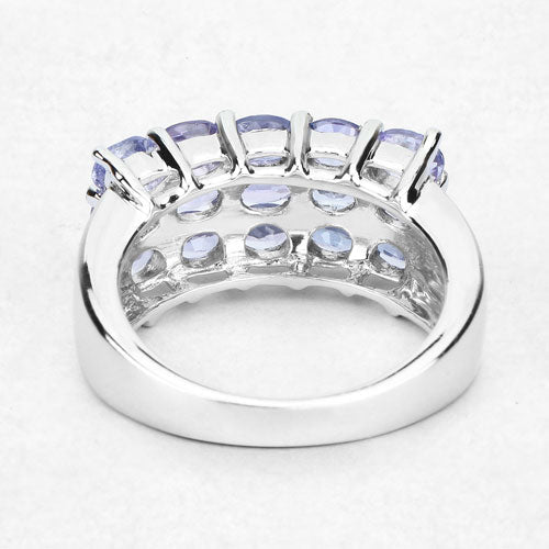 Bids.com 2.55 Carat Genuine Tanzanite .925 Sterling Silver Ring Rings White Smoke size 6.00,size 8.00,size 9.00,size 7.00,size 5.00,size 10.00