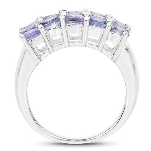 Bids.com 2.55 Carat Genuine Tanzanite .925 Sterling Silver Ring Rings White Smoke size 6.00,size 8.00,size 9.00,size 7.00,size 5.00,size 10.00
