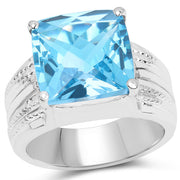 Bids.com 7.50 Carat Genuine Swiss Blue Topaz .925 Sterling Silver Ring Rings White Smoke size 6.00,size 7.00,size 9.00,size 8.00