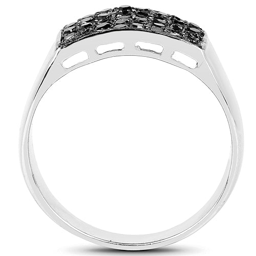 Bids.com 0.43 Carat Genuine Black Diamond .925 Sterling Silver Ring Rings White Smoke size 6.00,size 11.00,size 7.00,size 8.00,size 9.00,size 10.00