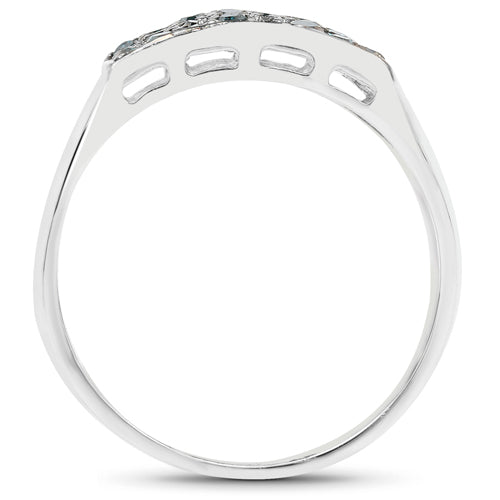 Bids.com 0.48 Carat Genuine Blue Diamond .925 Sterling Silver Ring Rings White Smoke size 9.00,size 10.00,size 11.00,size 6.00,size 7.00,size 8.00