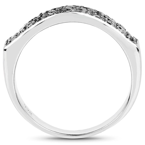 Bids.com 0.35 Carat Genuine Black Diamond .925 Sterling Silver Ring Rings White Smoke size 7.00,size 8.00,size 6.00,size 9.00