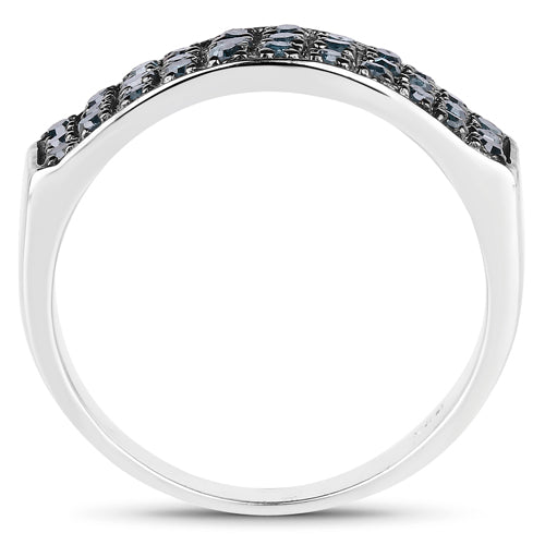 Bids.com 0.40 Carat Genuine Blue Diamond .925 Sterling Silver Ring Rings White Smoke size 8.00,size 6.50,size 6.00,size 7.00,size 9.00