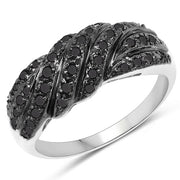 Bids.com 0.35 Carat Genuine Black Diamond .925 Sterling Silver Ring Rings White Smoke size 7.00,size 6.00,size 8.00,size 9.00,size 5.00,size 10.00