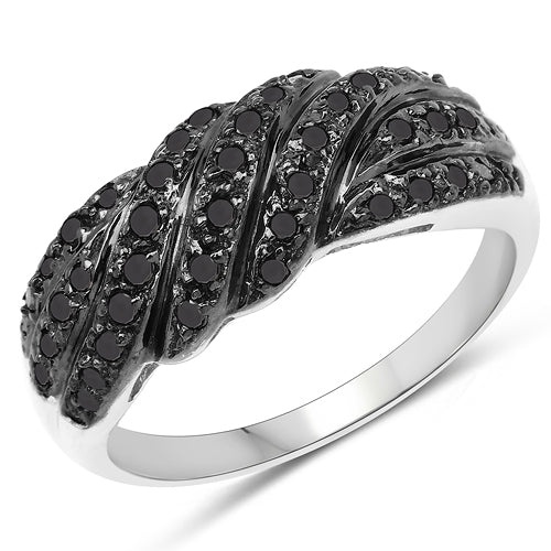 Bids.com 0.35 Carat Genuine Black Diamond .925 Sterling Silver Ring Rings White Smoke size 7.00,size 6.00,size 8.00,size 9.00,size 5.00,size 10.00