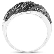 Bids.com 0.35 Carat Genuine Black Diamond .925 Sterling Silver Ring Rings White Smoke size 7.00,size 6.00,size 8.00,size 9.00,size 5.00,size 10.00