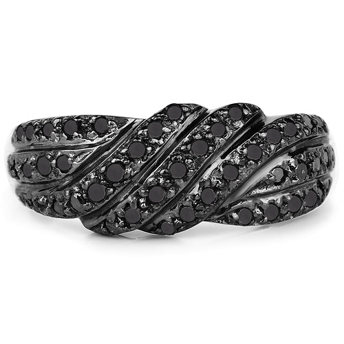 Bids.com 0.35 Carat Genuine Black Diamond .925 Sterling Silver Ring Rings Dark Slate Gray size 7.00,size 6.00,size 8.00,size 9.00,size 5.00,size 10.00