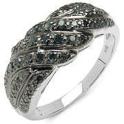 Bids.com 0.36 Carat Genuine Blue Diamond .925 Sterling Silver Ring Rings White Smoke size 7.00,size 6.00,size 8.00,size 9.00