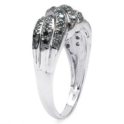 Bids.com 0.36 Carat Genuine Blue Diamond .925 Sterling Silver Ring Rings White Smoke size 7.00,size 6.00,size 8.00,size 9.00