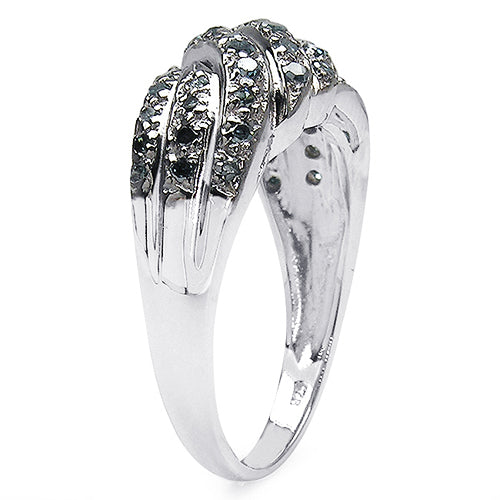 Bids.com 0.36 Carat Genuine Blue Diamond .925 Sterling Silver Ring Rings White Smoke size 7.00,size 6.00,size 8.00,size 9.00