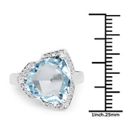 Bids.com 8.30 Carat Genuine Blue Topaz & White Diamond .925 Sterling Silver Ring Rings White Smoke size 7.00,size 6.00,size 8.00,size 9.00