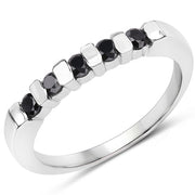 Bids.com 0.50 Carat Genuine Black Diamond .925 Sterling Silver Ring Rings White Smoke size 6.00,size 7.00,size 8.00,size 9.00