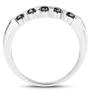 Bids.com 0.50 Carat Genuine Black Diamond .925 Sterling Silver Ring Rings White Smoke size 6.00,size 7.00,size 8.00,size 9.00