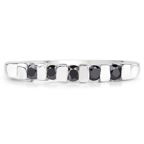 Bids.com 0.50 Carat Genuine Black Diamond .925 Sterling Silver Ring Rings White Smoke size 6.00,size 7.00,size 8.00,size 9.00