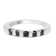 Bids.com 0.50 Carat Genuine Black Diamond .925 Sterling Silver Ring Rings White Smoke size 6.00,size 7.00,size 8.00,size 9.00