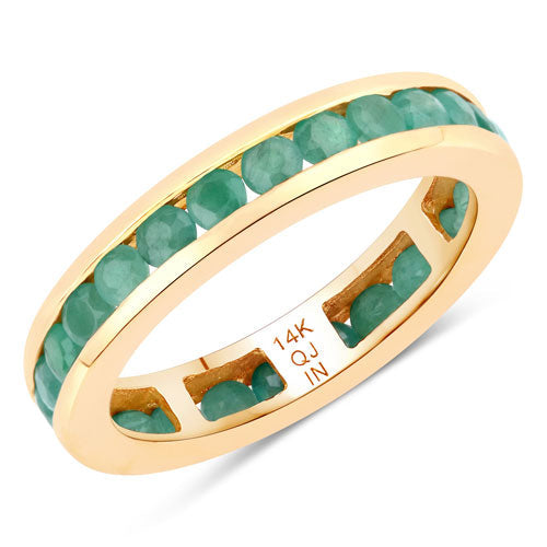 Bids.com 1.43 Carat Genuine Emerald 14K Yellow Gold Ring Rings White Smoke size 6.00,size 7.00,size 8.00,size 9.00,size 5.00