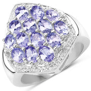 Bids.com 2.41 Carat Genuine Tanzanite and White Topaz .925 Sterling Silver Ring Rings White Smoke size 6.50,size 6.00,size 7.00,size 8.00,size 9.00,size 5.00,size 10.00