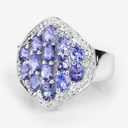 Bids.com 2.41 Carat Genuine Tanzanite and White Topaz .925 Sterling Silver Ring Rings White Smoke size 6.50,size 6.00,size 7.00,size 8.00,size 9.00,size 5.00,size 10.00