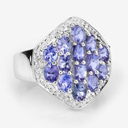 Bids.com 2.41 Carat Genuine Tanzanite and White Topaz .925 Sterling Silver Ring Rings White Smoke size 6.50,size 6.00,size 7.00,size 8.00,size 9.00,size 5.00,size 10.00