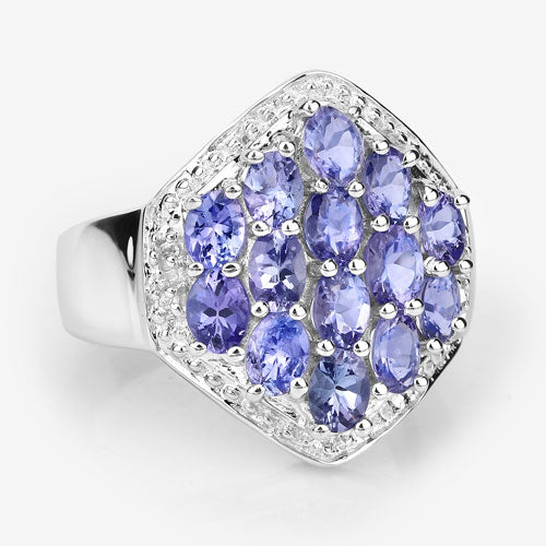 Bids.com 2.41 Carat Genuine Tanzanite and White Topaz .925 Sterling Silver Ring Rings White Smoke size 6.50,size 6.00,size 7.00,size 8.00,size 9.00,size 5.00,size 10.00