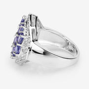 Bids.com 2.41 Carat Genuine Tanzanite and White Topaz .925 Sterling Silver Ring Rings White Smoke size 6.50,size 6.00,size 7.00,size 8.00,size 9.00,size 5.00,size 10.00