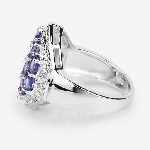 Bids.com 2.41 Carat Genuine Tanzanite and White Topaz .925 Sterling Silver Ring Rings White Smoke size 6.50,size 6.00,size 7.00,size 8.00,size 9.00,size 5.00,size 10.00