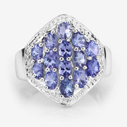 Bids.com 2.41 Carat Genuine Tanzanite and White Topaz .925 Sterling Silver Ring Rings White Smoke size 6.50,size 6.00,size 7.00,size 8.00,size 9.00,size 5.00,size 10.00