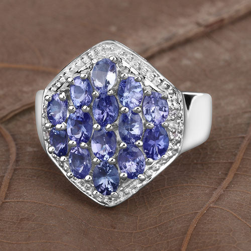 Bids.com 2.41 Carat Genuine Tanzanite and White Topaz .925 Sterling Silver Ring Rings Dim Gray size 6.50,size 6.00,size 7.00,size 8.00,size 9.00,size 5.00,size 10.00