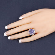 Bids.com 2.41 Carat Genuine Tanzanite and White Topaz .925 Sterling Silver Ring Rings Wheat size 6.50,size 6.00,size 7.00,size 8.00,size 9.00,size 5.00,size 10.00