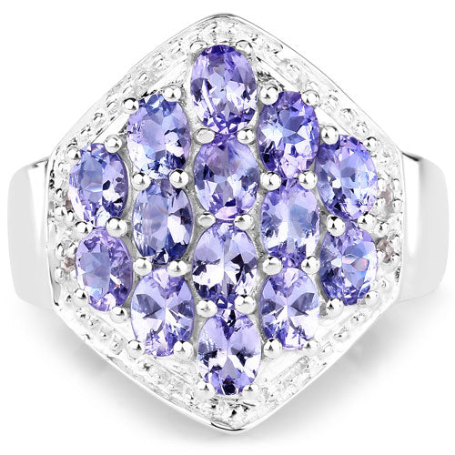 Bids.com 2.41 Carat Genuine Tanzanite and White Topaz .925 Sterling Silver Ring Rings White Smoke size 6.50,size 6.00,size 7.00,size 8.00,size 9.00,size 5.00,size 10.00
