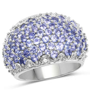 Bids.com 3.01 Carat Genuine Tanzanite and White Diamond .925 Sterling Silver Ring Rings White Smoke size 7.00,size 6.00,size 8.00,size 9.00,size 10.00