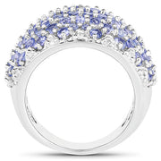 Bids.com 3.01 Carat Genuine Tanzanite and White Diamond .925 Sterling Silver Ring Rings White Smoke size 7.00,size 6.00,size 8.00,size 9.00,size 10.00