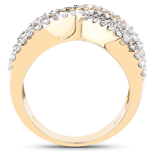 Bids.com 14K Yellow Gold Plated 1.58 Carat Genuine Black Diamond, White Diamond & Yellow Diamond .925 Sterling Silver Ring Rings White Smoke size 6.00,size 7.00,size 8.00,size 9.00,size 5.00,size 10.00