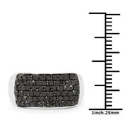 Bids.com 1.21 Carat Genuine Black Diamond .925 Sterling Silver Ring Rings White Smoke size 7.00,size 6.00,size 8.00,size 9.00
