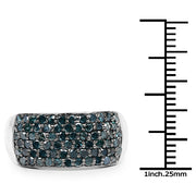Bids.com 1.17 Carat Genuine Blue Diamond .925 Sterling Silver Ring Rings White Smoke size 7.00,size 6.00,size 8.00,size 9.00