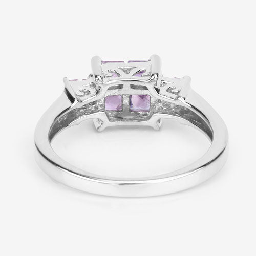 Bids.com 0.96 Carat Genuine Pink Sapphire  .925 Sterling Silver Ring Rings White Smoke size 5.00,size 6.00,size 7.00,size 8.00,size 9.00